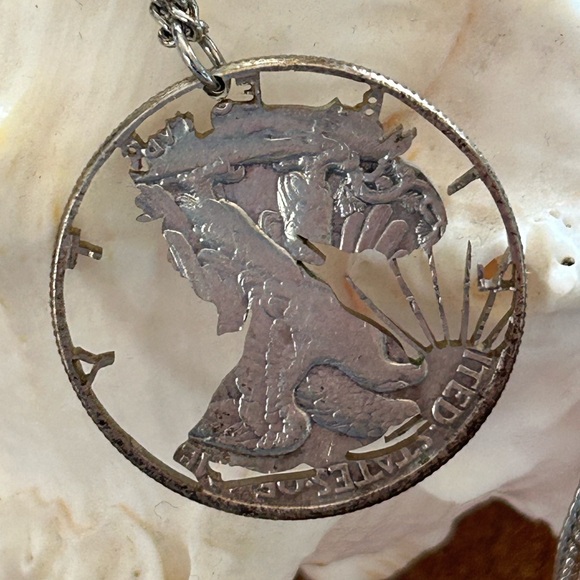 1942 Silver Walking Liberty Half Dollar Pendant - Picture 5 of 6